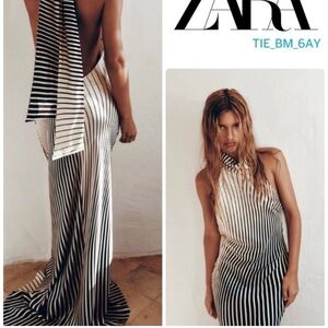 Zara Monochrome Striped Halter Dress